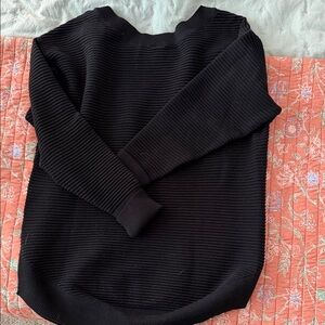 Aerie Black Ribbed Crew Neck Sweater